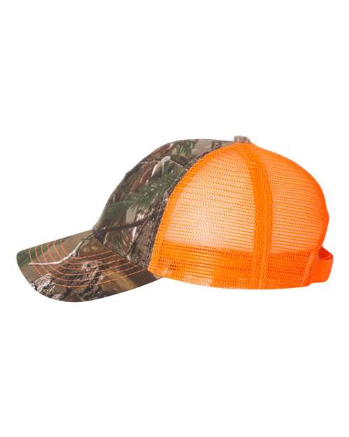 Licensed Camo Mesh Back Cap - LC5M- Realtree AP/ Neon Orange